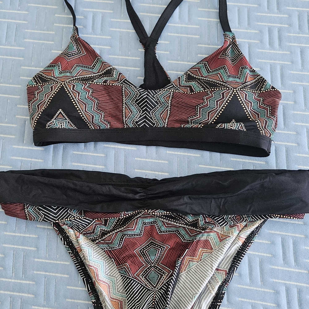 Skye Swimwear Tribal Print Bikini in Black and Red